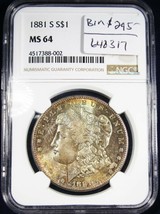 1881-S Morgan Dollar NGC MS64 Incredible Toning! AC912 - £229.47 GBP