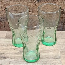 Vintage Green Glass Coca-Cola Coke Glasses 4.5” Mini Glasses Juice - Set Of 3 - £15.01 GBP
