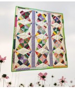 Handmade Patchwork Quilt 51x43.5&quot; Colorful Spring Summer Multicolored Tr... - $60.93 CAD