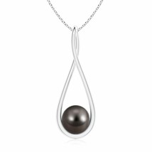 ANGARA Solitaire Tahitian Pearl Cradle Pendant in 14K Solid Gold - £495.68 GBP