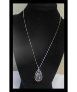 925 Silver &amp; Turquoise Necklace Feather Design 15&quot; with Extender N014 - $282.54 MXN