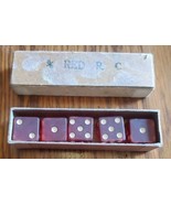 Set Of 5 Celluloid Red R. C. 5/8” DICE Origional Box Vintage Poker Yahtz... - $19.79