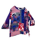 BonWorth Shirt Womens XL Blue Red White Bell Sleeve Floral Patchwork Off... - $274.97 MXN