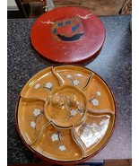 Vintage Peach Lusterware Hand-Painted Snack Sets Japan In Box - $34.64