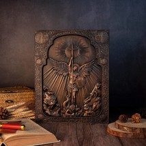 Square Archangel Michael Religious Icon - Handcrafted Home Wall Decor - £56.08 GBP+