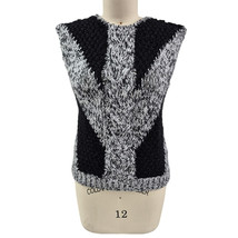 80s 90s Cherry Stix Ltd Acrylic Sweater Vest BlackGray Color Block White... - $801.80 MXN