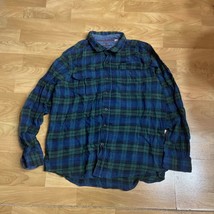 Woolrich Mens XL Green Blue Plaid Flannel Shirt Button Down Long Sleeve Pockets - £16.61 GBP