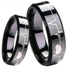 COI Black Tungsten Carbide HeartBeat Band Ring - TG1412  - $39.99