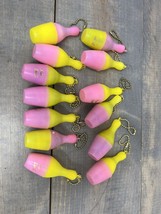 Lot Vintage Rain Bonnet pink yellow Case  Mini bowling pin with bonnet - $24.74