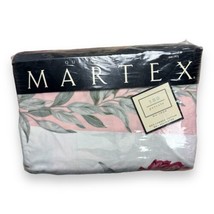 Vtg NOS Martex Eternal Queen Flat + Fitted Sheet Set Pink Floral Stripe +Pillows - £59.21 GBP