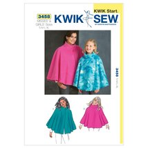 Kwik Sew K3458 Ponchos Sewing Pattern, Size S-M-L-XL - $6.81