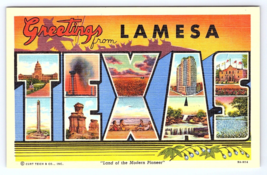 Postcard Greetings From Lamesa Texas TX Large Letter Teich - £2.80 GBP