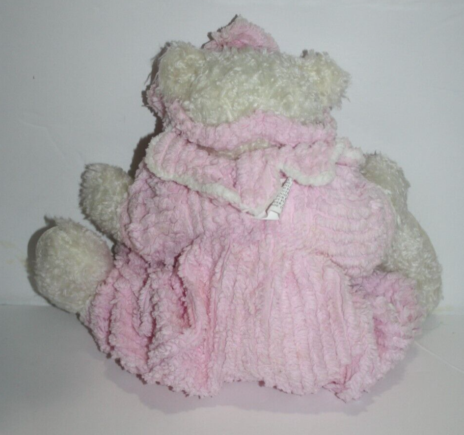 Boutique Enterprises Teddy Bear Soft Pink Chenille White Plush 14" Bow Stuffed Item image 7