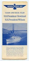 American President Lines Cabin &amp; Deck Plans President Cleveland &amp; Wilson 1960 - £21.92 GBP