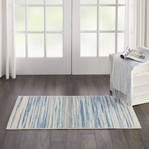 Nourison Jubilant Abstract Blue 2' x 4' Area Rug, Easy -Cleaning, Non Shedding,  - £22.79 GBP