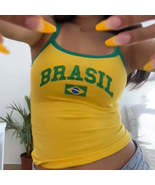 Hot Selling Women's T-shirt Brazil Letter Aesthetic 90s Crop Tops Summer... - $6.09+