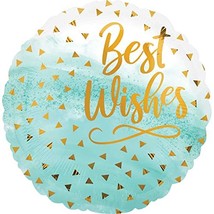 Anagram - 18&quot; Best Wishes Gold Confetti Mylar Balloon #407 - $3.69