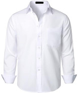 ZEROYAA Men&#39;s Regular Fit Long Sleeve White Button Up Light Dress Shirt XXL - $17.66