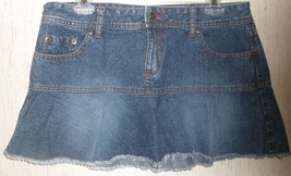 Excellent Womens Juniors Arizona Jean Co. Distressed Blue J EAN Mini Skirt Size 9 - £14.82 GBP