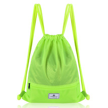 Costway String Bag Drawstring Backpack Folding Sports Sack w/Zipper Pock... - $27.99