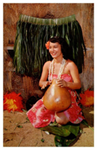 Hawaiian girl showing use of gourd in hula dances Hawaii Kii Postcard - £6.69 GBP