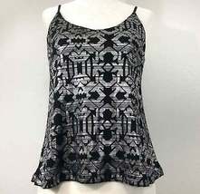 Material Girl Womens Size S Rocker Black/Silver Tribal Print Tank Top - £11.20 GBP