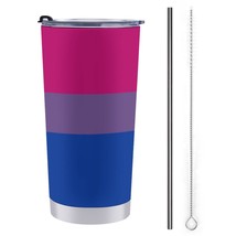 Mondxflaur Bisexual Flag Steel Thermal Mug Thermos with Straw for Coffee - £16.76 GBP