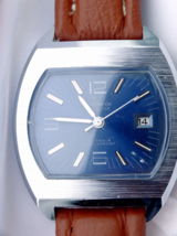 NOS: Selecta De Luxe 17 Jewels Men&#39;s Wrist Watch, TV Blue Dial, Runs Lik... - $71.65