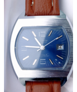NOS: Selecta De Luxe 17 Jewels Men&#39;s Wrist Watch, TV Blue Dial, Runs Lik... - $71.65