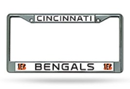 NFL Cincinnati Bengals Chrome License Plate Frame Thin Raised Letters by Rico - $16.99