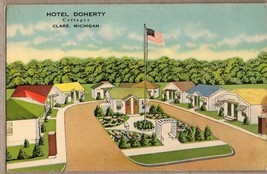 Hotel Doherty Cottages Clare,Michigan Roadside Linen Postcard - £10.24 GBP