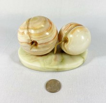 Unusual Alabaster Pair of Peaches On Platform Fruit Paperweight Art Scul... - £6.71 GBP