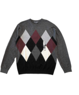 New Hart Schaffner Marx Men&#39;s Argyle Merino Wool Blend Sweater Charcoal ... - $80.67 CAD