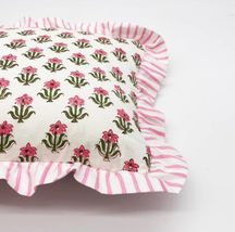 Pink Ruffle Throw Pillow Cover for Couch-20x20 Inch Cotton Stripe Cushio... - $768.05 MXN+