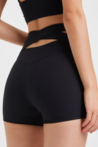 Black Back Cross Waistband Yoga Shorts - $18.83