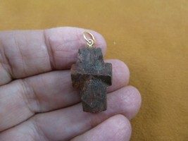 (CR501-5) 15/16&quot; oiled Fairy Stone Pendant CHRISTIAN CROSS Staurolite Crystal - £27.23 GBP