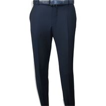 Men's MONO Turkey Slacks 100% Wool Plain Front Slim Fit 2502-02 Navy Blue image 3