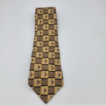 Alexander Julian Neck Tie Yellow Hand Made Silk Geometric Tie On Mens 57.5 By 4  - £9.58 GBP