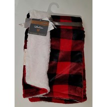 NWT Blankets & Beyond Baby Blanket Red Black Buffalo Plaid Lovey White Sherpa - $25.21