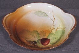 VINTAGE Nippon &quot;M&quot; Acorn Bowl Nut Candy Dish 6&quot; Hand Painted Shallow EUC - £12.60 GBP