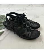 Abeo Womens Comfort Sandals Size 8 Black Leather Cage Strap Low Heel - $34.64
