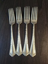4 Vintage Rogers Nickel Silver Dinner Forks Graduated Tines - $15.55