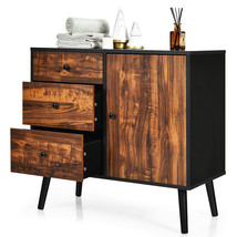 Costway Storage Cabinet 31.5&quot; Sideboard Dresser Cupboard w/Drawer &amp; Side Cabinet - £177.87 GBP