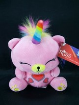 Russ Berrie Unicorn Pink Bear Uni Rainbow Mane NEW Red Hearts Me Bears 7&quot; Baby - £13.65 GBP