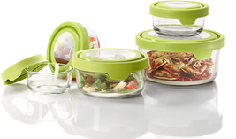 Glass Food Storage Containers With Lids Green 10 Piece Set NEW - £50.96 GBP