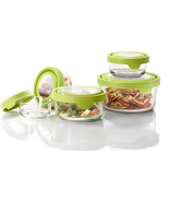 Glass Food Storage Containers With Lids Green 10 Piece Set NEW - £49.83 GBP