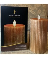 New Luminara Orange Metallic Flameless Flickering Timer Candle Pillar 6.5&quot; - $727.47 MXN