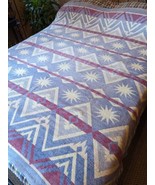 Vintage Aztec Western Woven Blanket Throw 68x60 Fabric Cutter Periwinkle... - £25.41 GBP