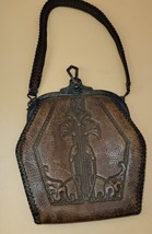 Antique purse Meeker Leather Handstich Vintage Beautiful Details - £78.21 GBP