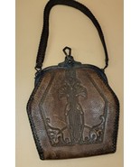 Antique purse Meeker Leather Handstich Vintage Beautiful Details - £77.67 GBP